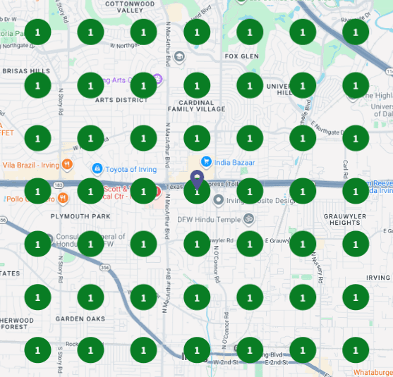 Dallas Insurance Agency Local SEO Grid Map Ranking Local SEO Grid Map Ranking